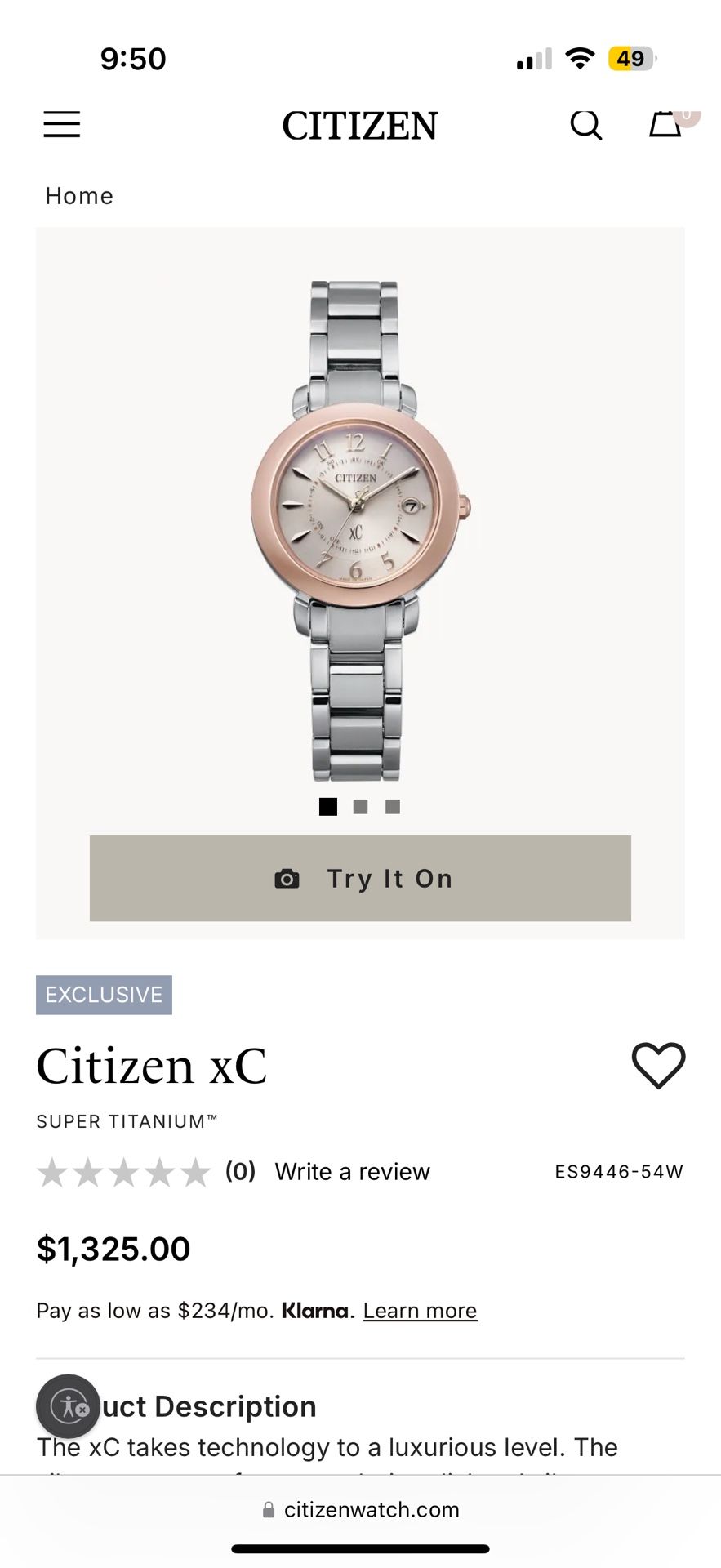 Citizen XC Super Titanium Watch