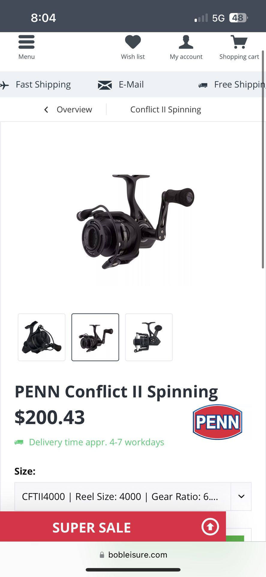 Penn Conflict II 4000 Spinning Reel for Sale in Oceanside, CA
