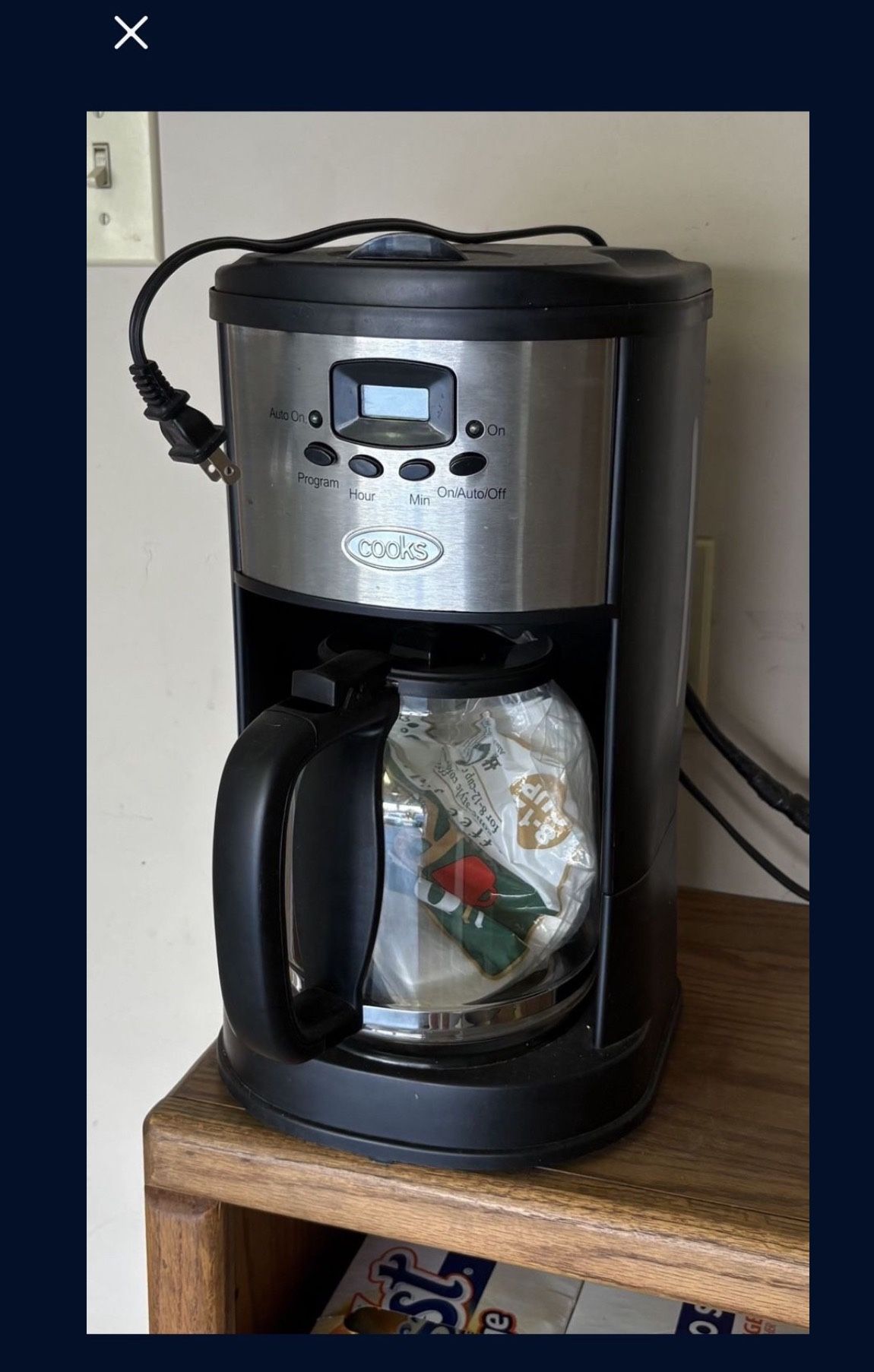 Plug In Black Coffee Maker