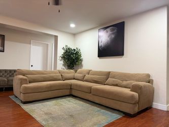 Tan contemporary sectional- free delivery