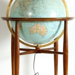 Vintage Mid Century Laminated Floor Globe