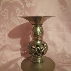 Victorian Brass Pillar Candle Holder 