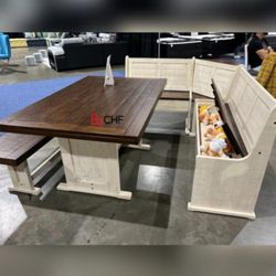 Beautiful Solid Wood  Dining Nook With Bench 