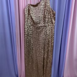 Drag Queen Sexy Champaign Color Sequin Show Dress Gown 