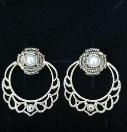 Gold Tone & Faux Pearl Earrings