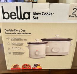 BELLA 2-Piece Slow Cooker Set 6QT + 2QT – Oat Milk – NEW IN BOX – $60