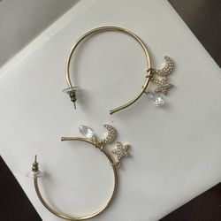 Brand New Swarovski Hoops With Charms 