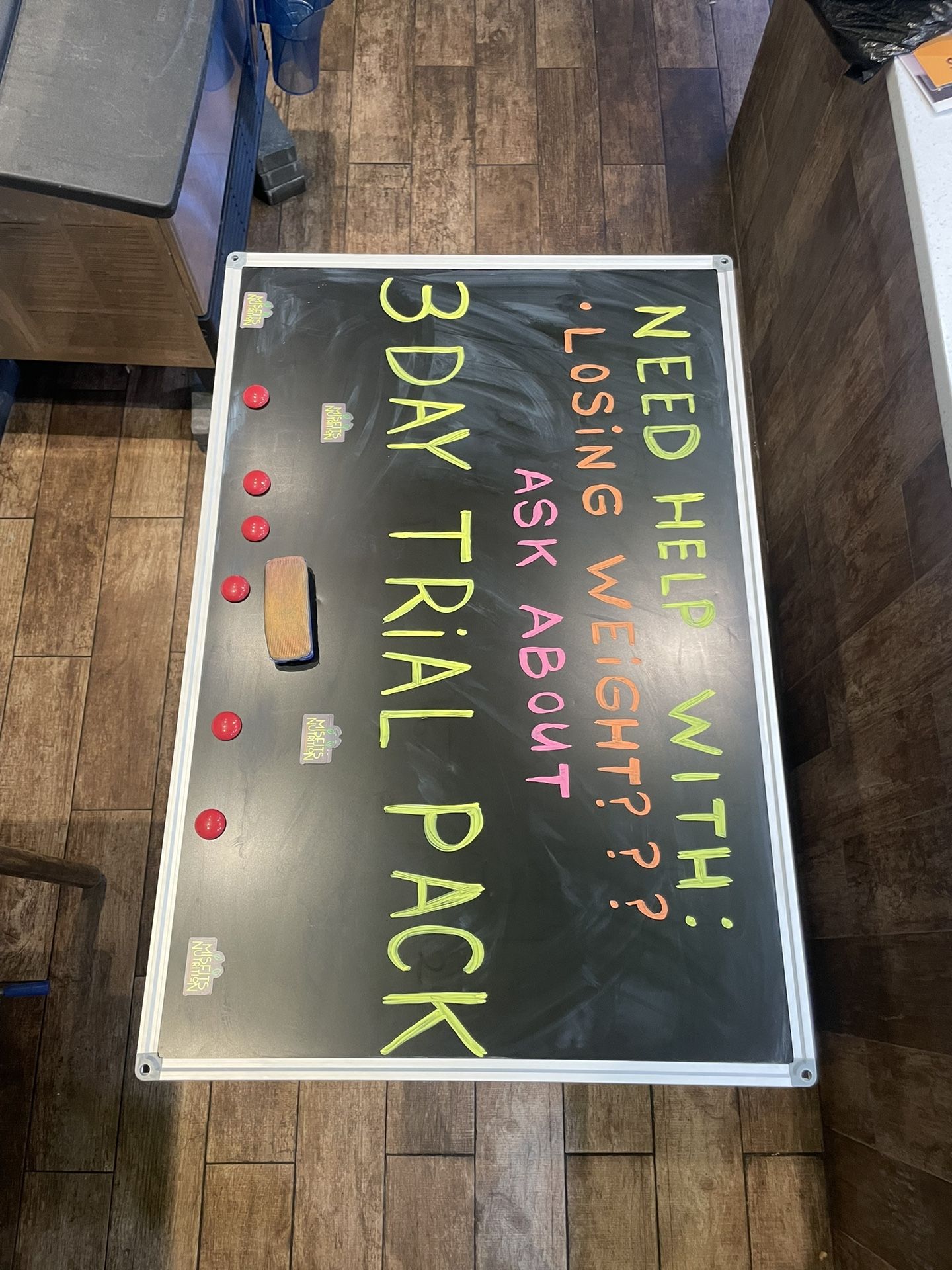 Large Magnetic Chalkboard with Eraser, Magnets, and Tray - 36” W x 24”H