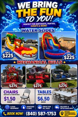 Water slides and bull