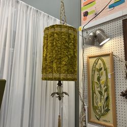 Vintage Green Velvet Swag Lamp