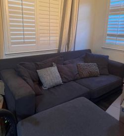 Oversized sofa dark gray wide