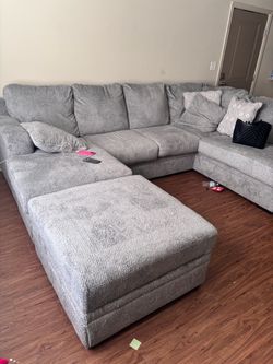 Couch and ottoman with storage