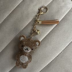 Rhinestone Bear Bag Charm with Tassel