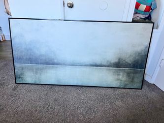 Large Framed Misty Lake Landscape Wall Art