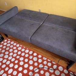Modern EuroGray Futon Sofa Bed – Space-Saving Convertible (78”) – Great for Small Spaces