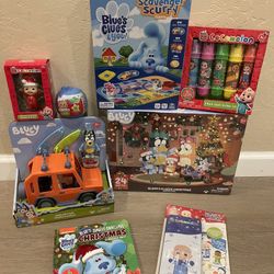 Bluey Advent Calendar Vehicle Blue’s Clues Game Book Cocomelon Chalk Ornament Magnet Set Toy Bundle