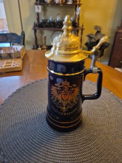 German eagle beer stein 24k gold medallion eagle
