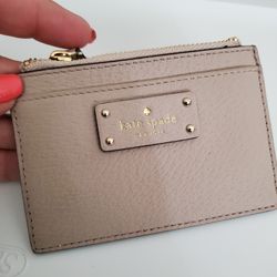 Kare Spade Id Or Credit Card Holder With Zippered Pouch 