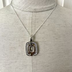 Silver /gold Tone Reversible Pendant Necklace 