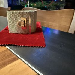 Bracelet Ferragamo Gancini Sterling Silver Mesh Wide Vintage  Feragammo