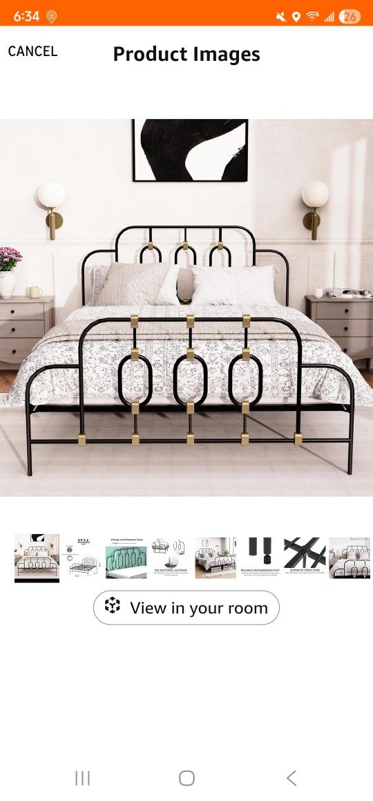 Dolonm Vintage Full Metal Bed Frame with Headboard and Footboard Platform, Solid Metal Slat in Heavy Duty Wrought Iron Made, No Box Spring Needed, Bla