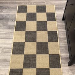 Checkered Machine Washable Re-jute Rug