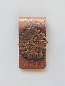 Vintage Indian Chief Head Copper Money Clip