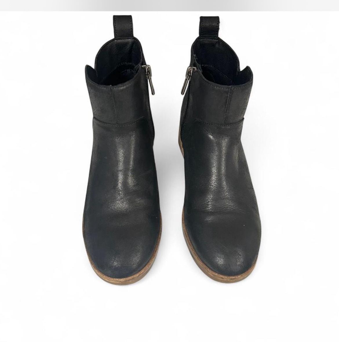 Lucky Brand Ankle, Black Leather Zip Up Size 6.5  Boots