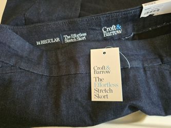 Croft & Barrow brand " Stretch Skort" featuring a dark wash denim design with front pockets.
