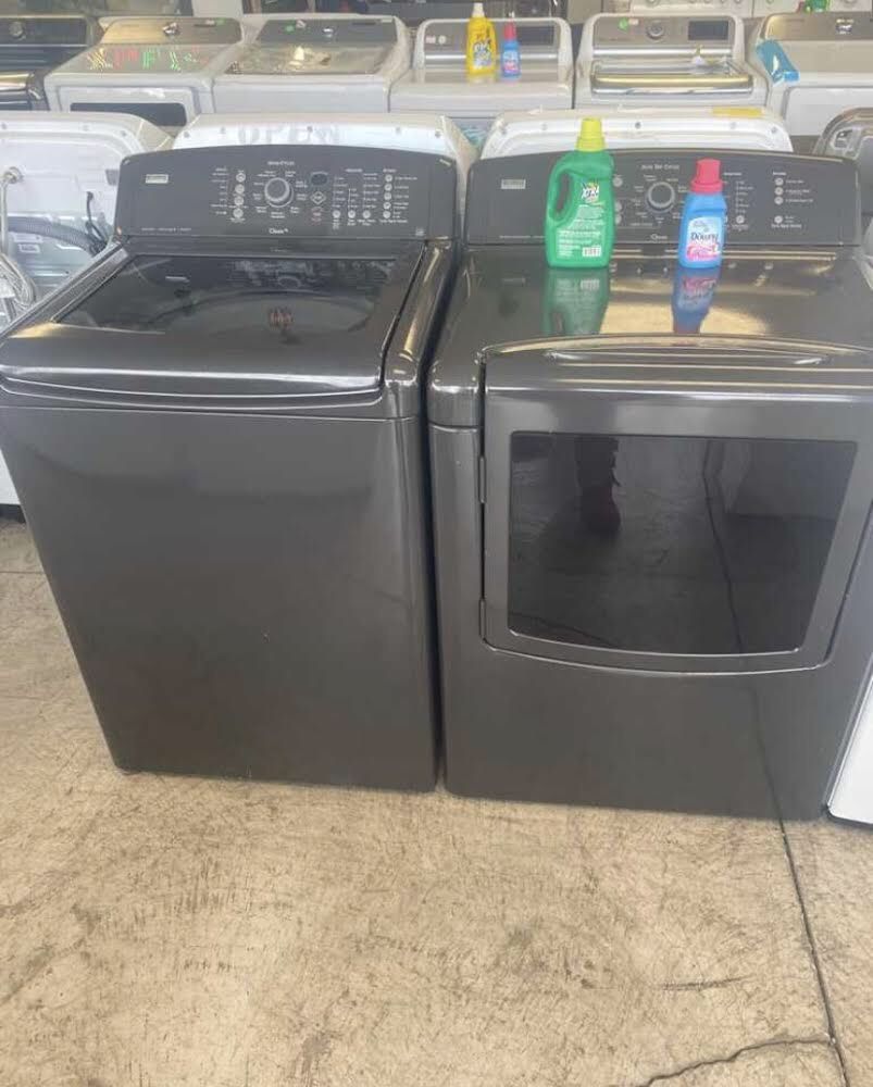 Like NEW Kenmore Elite Washer and Dryer set!! Gorgeous steel grey color. Top loading!