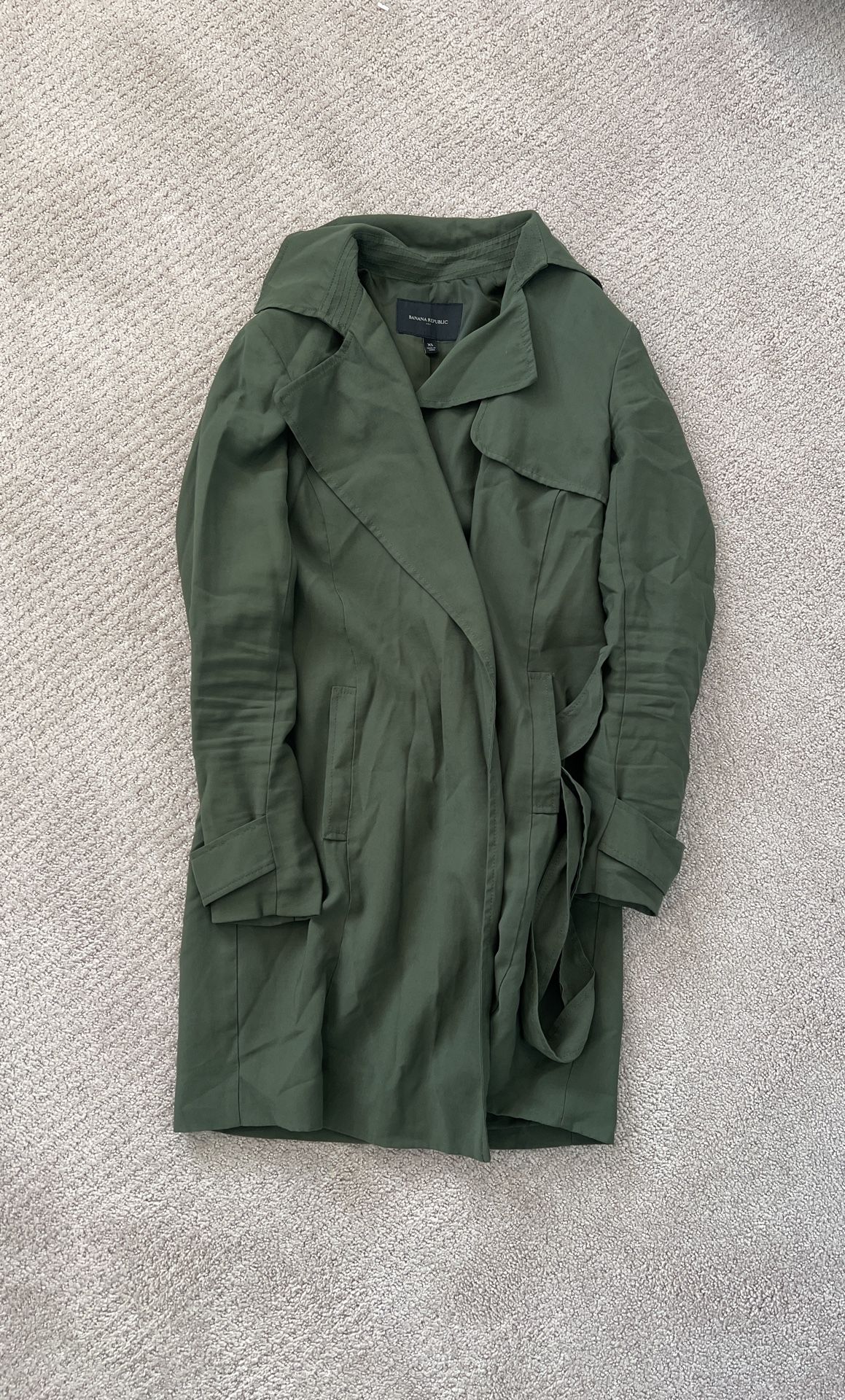 Banana Republic Green Trench Coat Xs