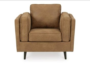 Ashley Furniture Maimz Mid-Century Accent Chair | Caramel Faux Leather