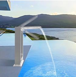 180° Rotating 304 Stainless Steel Waterfall Spillway, Swimming Pool & Garden Cascade Waterfall Fountain with Adjustable Spray Direction and Angle for 