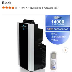 Whynter 9,500 BTU Portable Air Conditioner Cools 500 Sq. Ft. with Dehumidifier, Remote, and Filter in Black