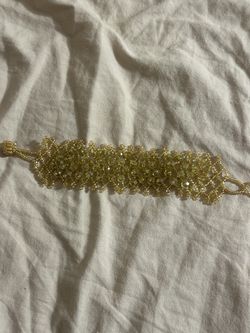 Handmade Yellow Beaded Statement Bracelet