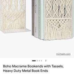 Boho Macrame Bookends With Tassels Metal Book Ends