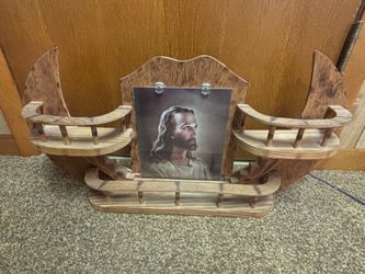1950s Vintage Handmade Wood “Stairway to the Stars” Jesus Motif Double Moon Folk Art