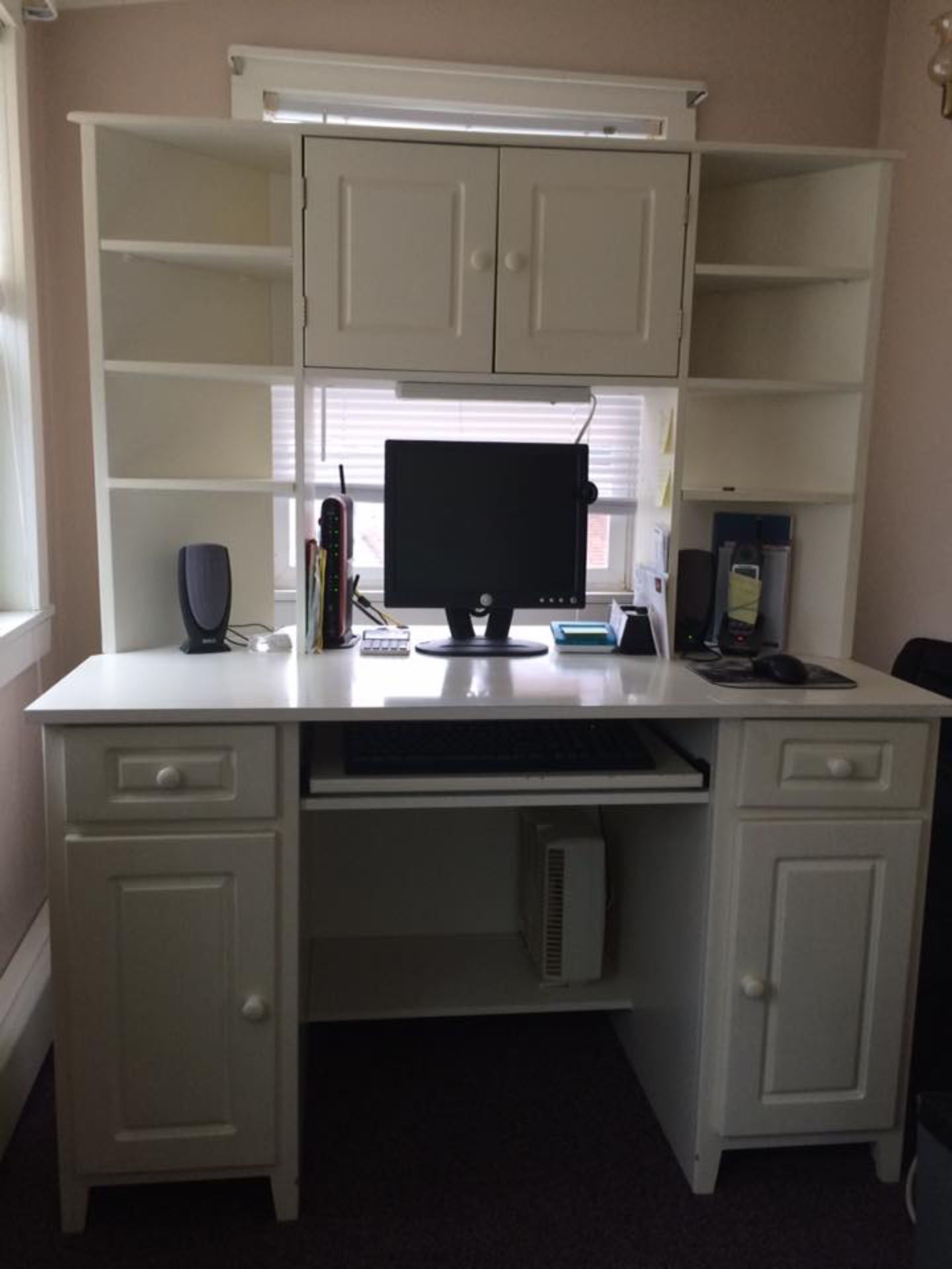 Corner desk, hutch and file cabinet