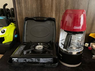 New Coleman camping coffee maker and single burner