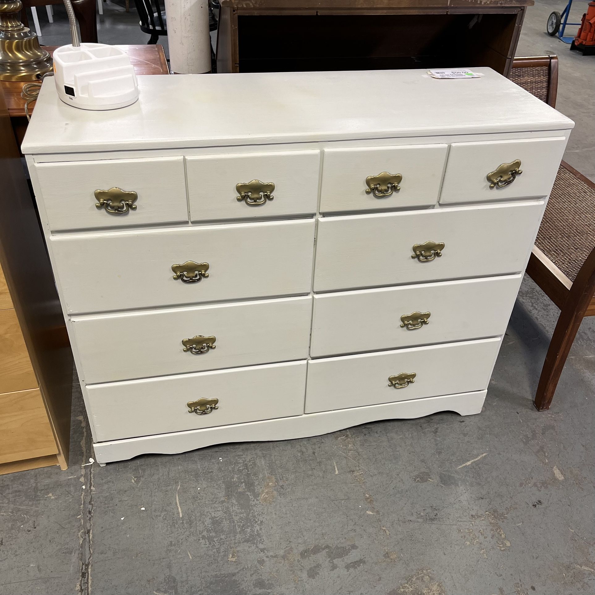 White Vintage Wood Dresser (in Store)
