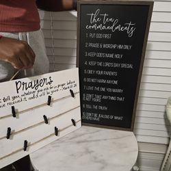 Prayer Board & 10 Commandments Wall Decor Bundle
