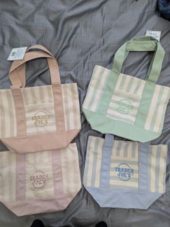 Trader Joe's Pastel Striped Mini Tote Bags Set of 4 (Limited Edition)