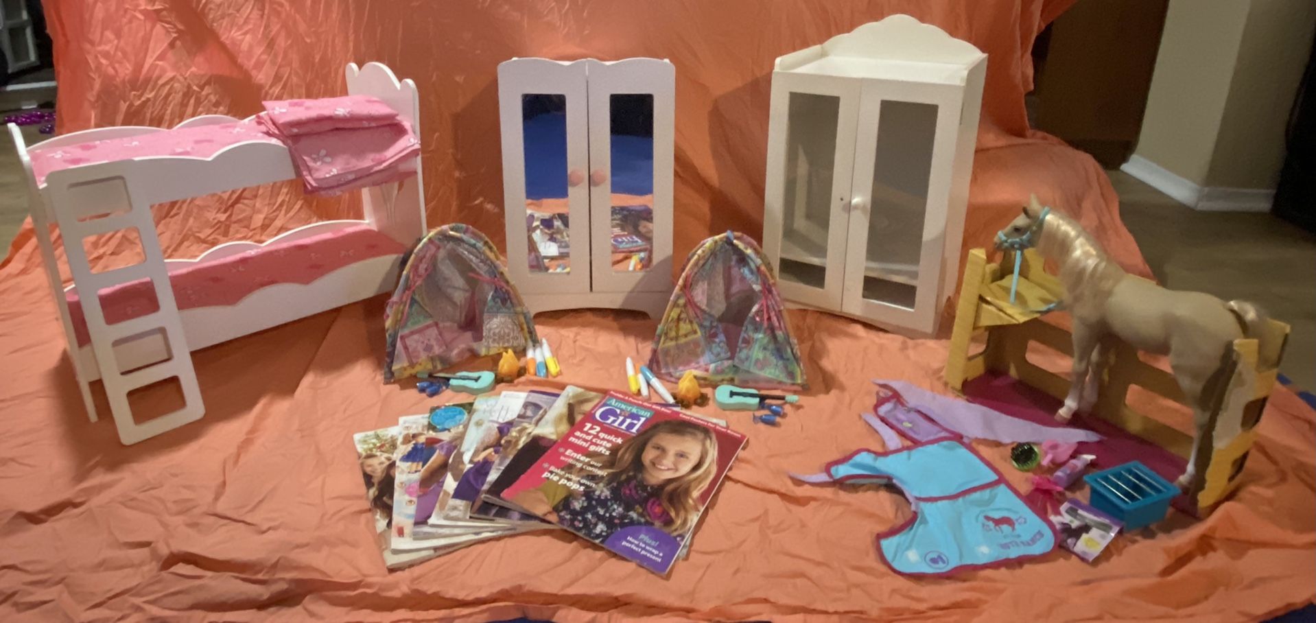 American Girl MyLife Alexander Doll BUNDLE Bunk bed 2 Armoires 2 Dolls Horse Clothes Linens Accessories