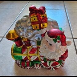 Christopher Radko 2006 Candy Cane Express Train Cookie Jar Christmas Santa 