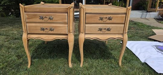Antique Wood End Tables - Pair
