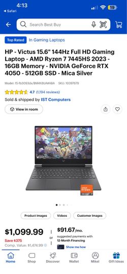 HP Victus 15.6" Gaming Laptop AMD Ryzen 7 RTX 4050
