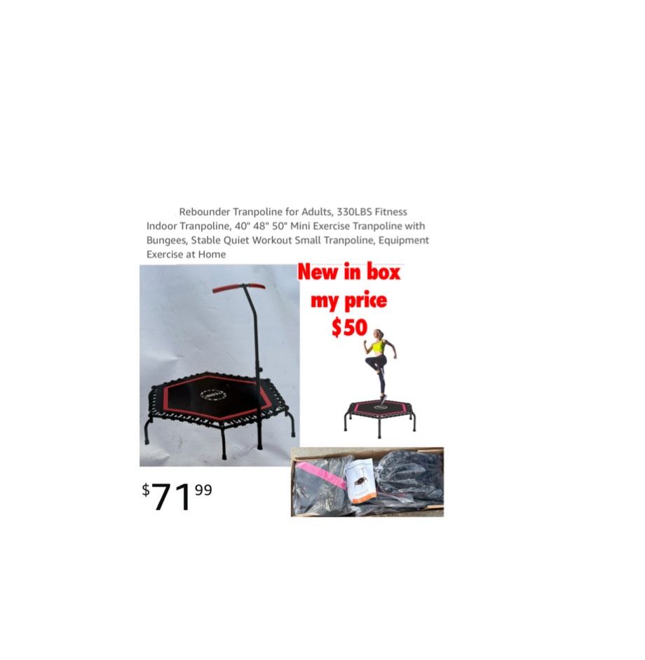New in box Rebounder Tranpoline for Adults, 330LBS Fitness Indoor Tranpoline, 40" Exercise Tranpoline with Bungees, Stable Quiet Workout Small Equipm