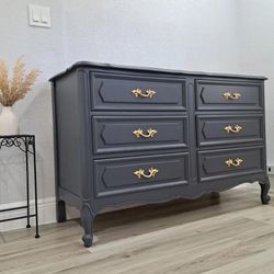 Dark Gray French Provincial Solid Wood Dresser
