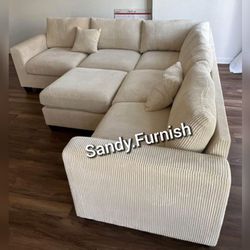 Beige Corduroy Modular sofa set Living rrom couch