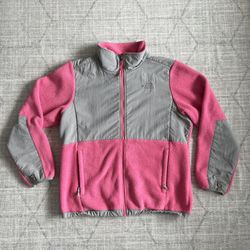 The North Face Denali Girl’s Youth Outdoors Fleece Pink Grey Zip Up Jacket